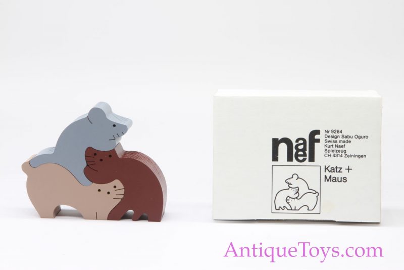 Kat N Mouse Naf New Swiss Wood Toy, Handmade in Box *Antique Toys E-Museum* - Image 3