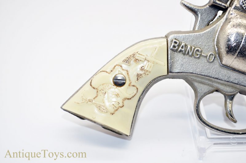 J.E. Stevens Company Bang-O Repeating Cap Pistol with Colored Tenite Grips Shoots 50 Caps for Sale - Image 4