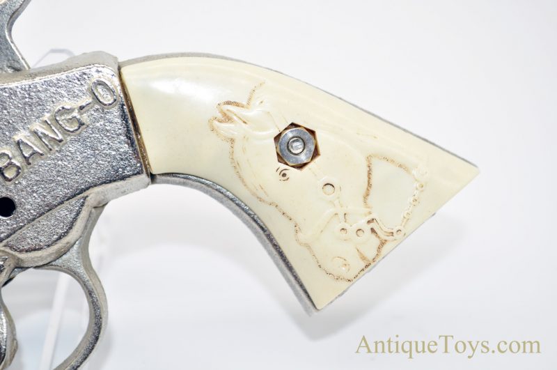 J.E. Stevens Company Bang-O Repeating Cap Pistol with Colored Tenite Grips Shoots 50 Caps for Sale - Image 5