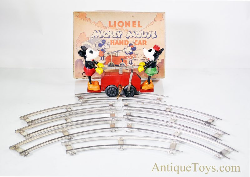 Lionel Walt Disney’s Mickey & Minnie Mouse Tin Windup Hand Car Train No. 1100 in Original Box <FONT COLOR="ff000 ">*SOLD*</font>