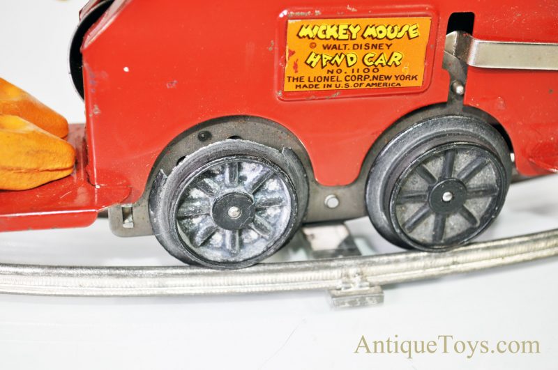 Lionel Walt Disney’s Mickey & Minnie Mouse Tin Windup Hand Car Train No. 1100 in Original Box <FONT COLOR="ff000 ">*SOLD*</font> - Image 7
