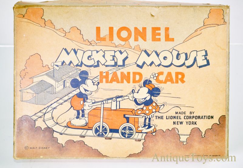 Lionel Walt Disney’s Mickey & Minnie Mouse Tin Windup Hand Car Train No. 1100 in Original Box <FONT COLOR="ff000 ">*SOLD*</font> - Image 9