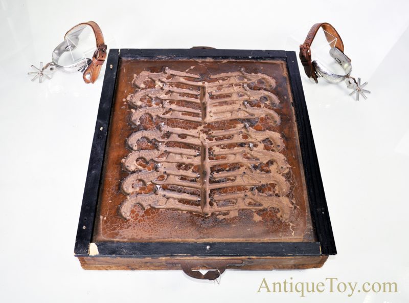 Very Rare Antique ca. 1800's J.E. Stevens “Leader” Cap Gun Toy Sand Cast Iron Mold with Vintage Spurs for Décor or Display <FONT COLOR="ff000 ">*SOLD*</font>