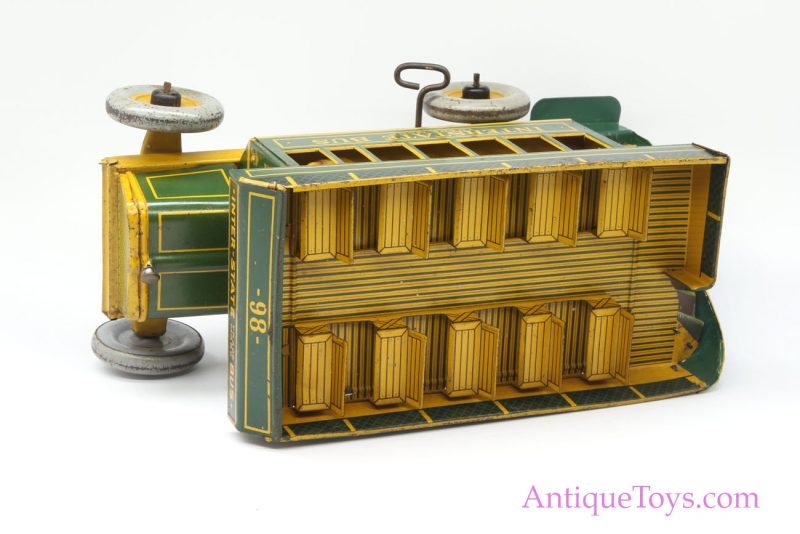 Vintage Strauss Green “Interstate Bus” #98 Tin Lithographed Windup Toy <FONT COLOR="ff000 ">*SOLD*</font> - Image 7