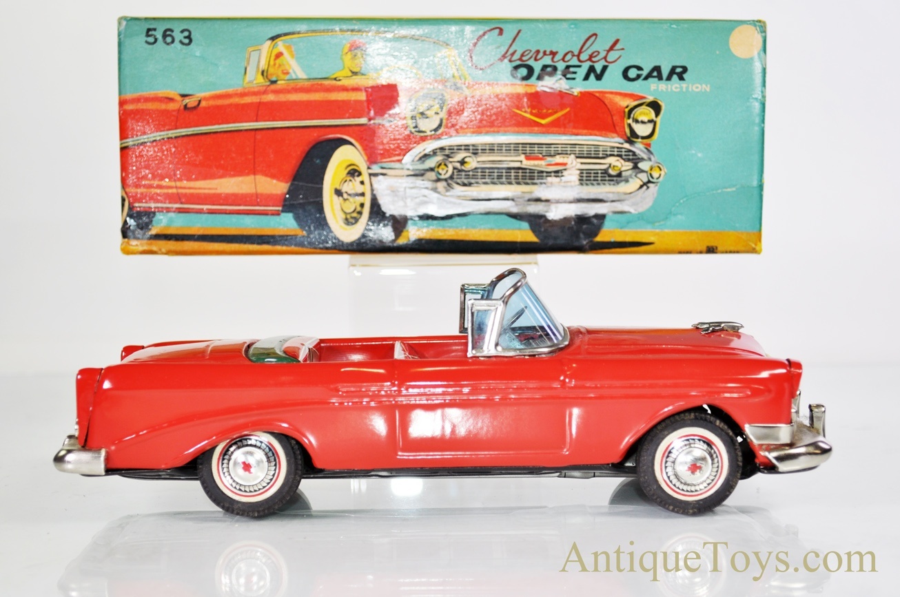 Bandai #563 Red Chevrolet Open Car Friction Tin Litho
