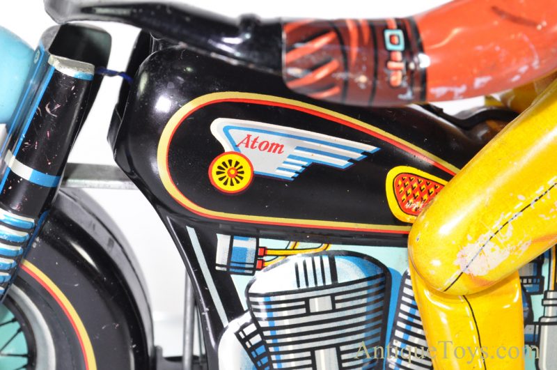 Masudaya Modern Toys (MT) Battery Operated Japanese Tin Lithographed "Atom" Motorcycle w/ Driver *SOLD* - Image 11