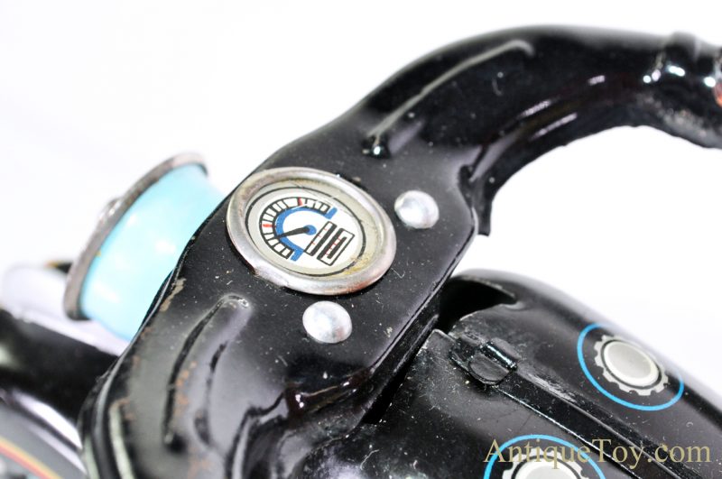 Masudaya Modern Toys (MT) Battery Operated Japanese Tin Lithographed "Atom" Motorcycle w/ Driver *SOLD* - Image 10