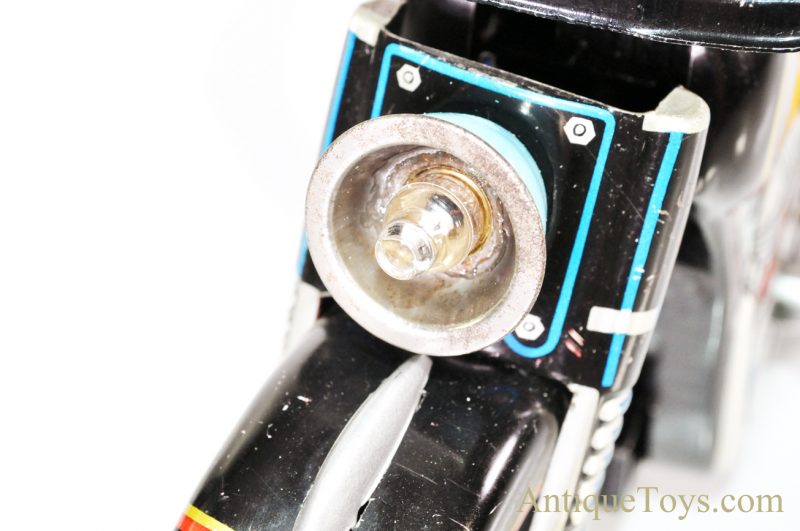 Masudaya Modern Toys (MT) Battery Operated Japanese Tin Lithographed "Atom" Motorcycle w/ Driver *SOLD* - Image 9