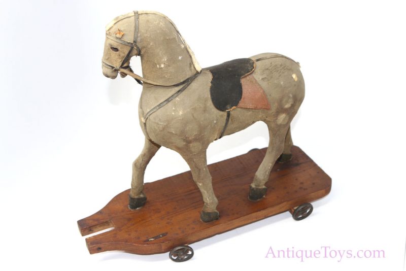 German Wood and Suede Horse Platform Pull Toy <FONT COLOR="ff000 ">*SOLD*</font>