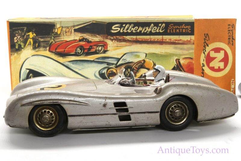 JNF Electric Silver Arrow Mercedes Vintage Tin Car for Sale <FONT COLOR="ff000 ">*SOLD*</font>