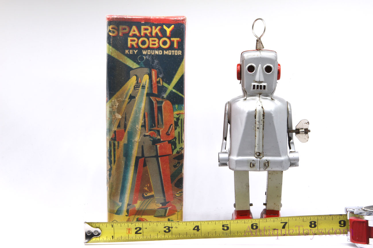 Sparky Tin Robot Toy with Key Wound Motor *SOLD