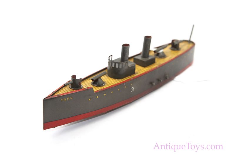 Lehmann Tin Lithographed Windup Torpedo Boat "Taku" Old Toy for Sale <FONT COLOR="ff000 ">*SOLD*</font>