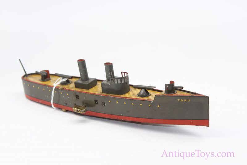 Lehmann Tin Lithographed Windup Torpedo Boat "Taku" Old Toy for Sale <FONT COLOR="ff000 ">*SOLD*</font> - Image 5