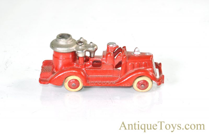 Antique ca. 1930’s Hubley Cast Iron Red Toy Fire Engine Pumper Truck 5" with Rubber Wheels <FONT COLOR="ff000 ">*SOLD*</font> - Image 3
