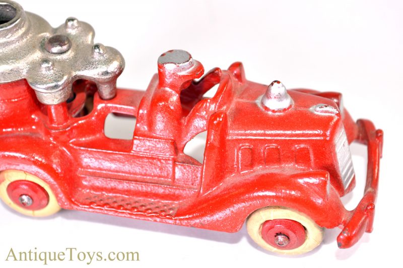 Antique ca. 1930’s Hubley Cast Iron Red Toy Fire Engine Pumper Truck 5" with Rubber Wheels <FONT COLOR="ff000 ">*SOLD*</font> - Image 6