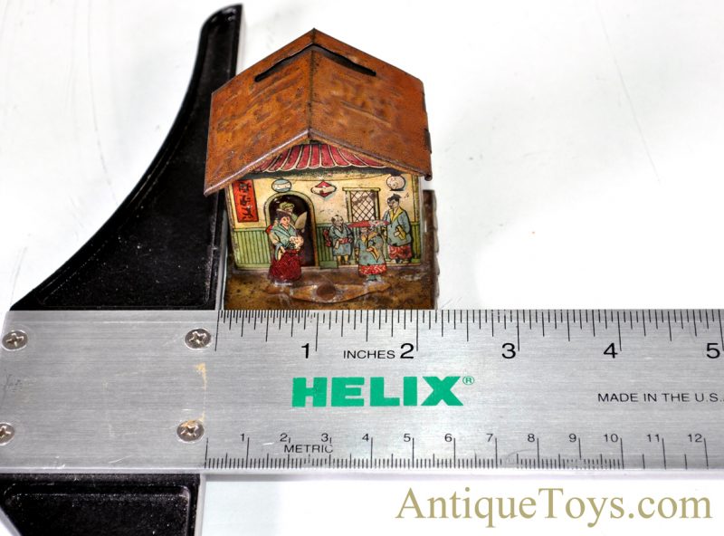 Unusual German ca. Early 1900's Asian Themed Tin Lithograph Coin/Penny Bank <FONT COLOR="ff000 ">*SOLD*</font> - Image 13
