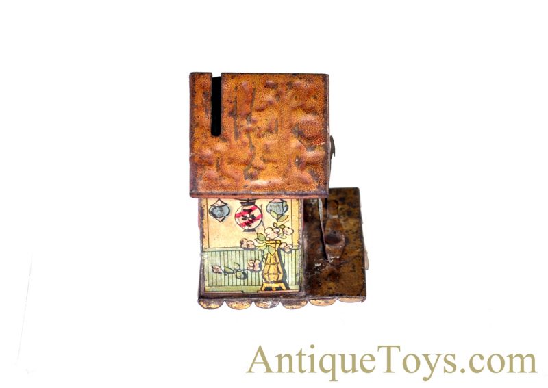 Unusual German ca. Early 1900's Asian Themed Tin Lithograph Coin/Penny Bank <FONT COLOR="ff000 ">*SOLD*</font> - Image 6