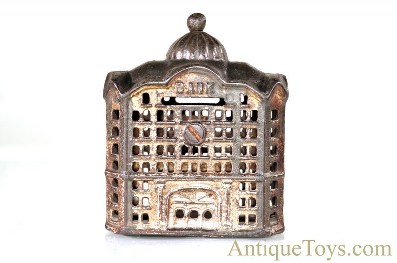 AC Williams ca. 1910's Large "Domed Bank" Cast Iron Penny Bank w/1917 Penny Inside <FONT COLOR="ff000 ">*SOLD*</font>
