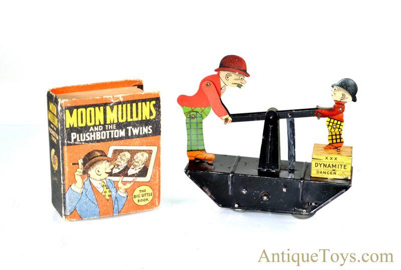 Marx Tin Lithograph Moon Mullins and Kayo Hand Car Windup Toy with Moon Mullins & the Plushbottom Twins Book <FONT COLOR="ff000 ">*SOLD*</font>