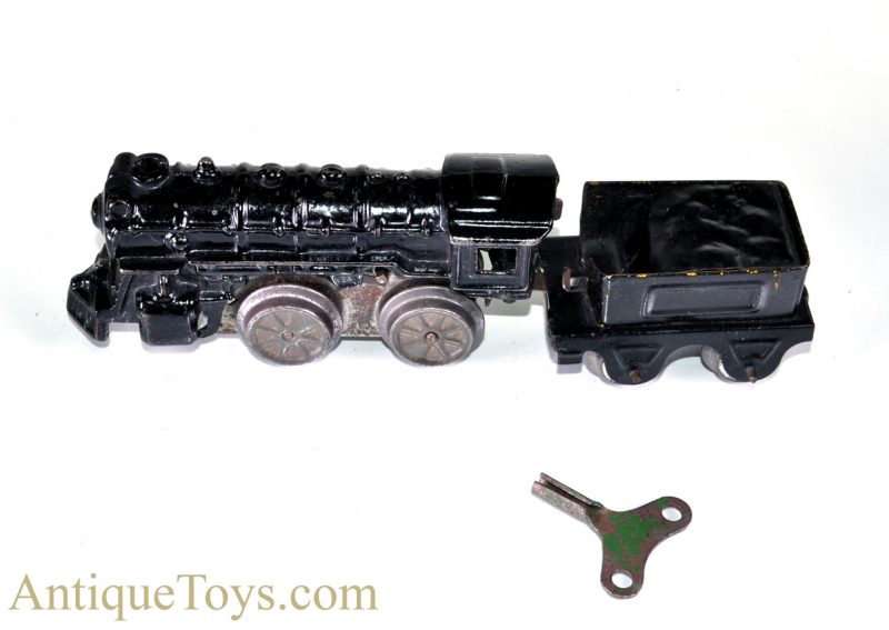 Girard Joy Line Flyer “O” Gauge Lithograph Wind Up Cast Iron Locomotive with #357 Tin Coach Train Cars and Box for Sale <FONT COLOR="ff000 ">*SOLD*</font> - Image 2