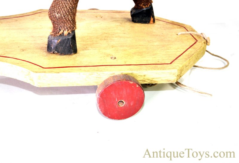 Rare Antique Primitive German Pull Toy Riding Horse on Wooden Platform Museum Piece <FONT COLOR="ff000 ">*SOLD*</font> - Image 13