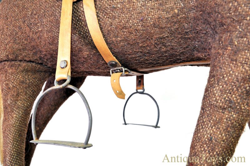 Rare Antique Primitive German Pull Toy Riding Horse on Wooden Platform Museum Piece <FONT COLOR="ff000 ">*SOLD*</font> - Image 11