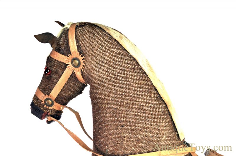 Rare Antique Primitive German Pull Toy Riding Horse on Wooden Platform Museum Piece <FONT COLOR="ff000 ">*SOLD*</font> - Image 12