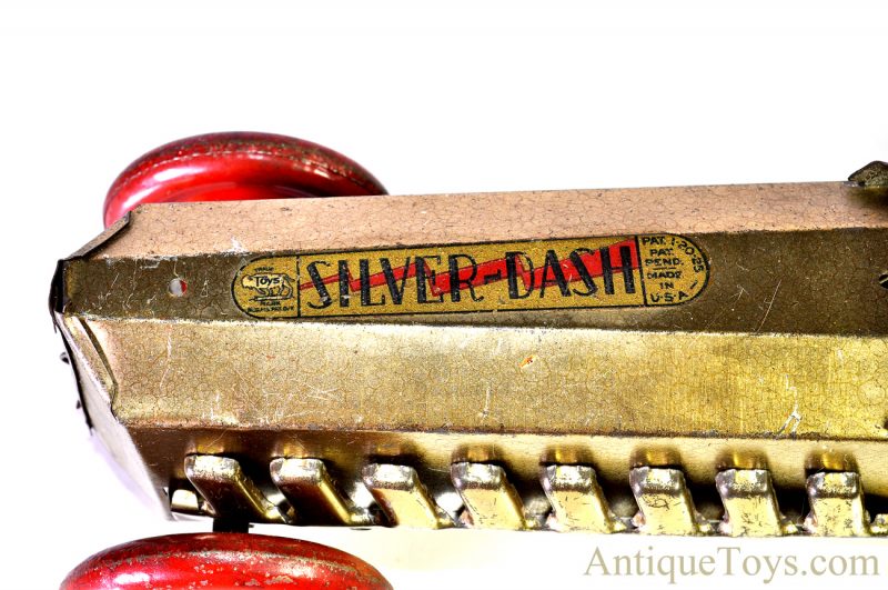 Antique American ca. 1930’s Buffalo Toy Co. “Silver Dash” Pull Wind Up Tin Litho Race Car *SOLD* - Image 9