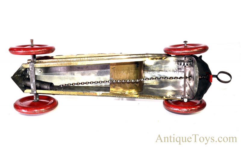 Antique American ca. 1930’s Buffalo Toy Co. “Silver Dash” Pull Wind Up Tin Litho Race Car *SOLD* - Image 11