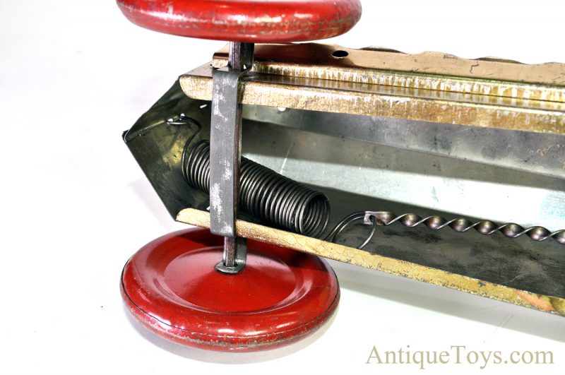 Antique American ca. 1930’s Buffalo Toy Co. “Silver Dash” Pull Wind Up Tin Litho Race Car *SOLD* - Image 12