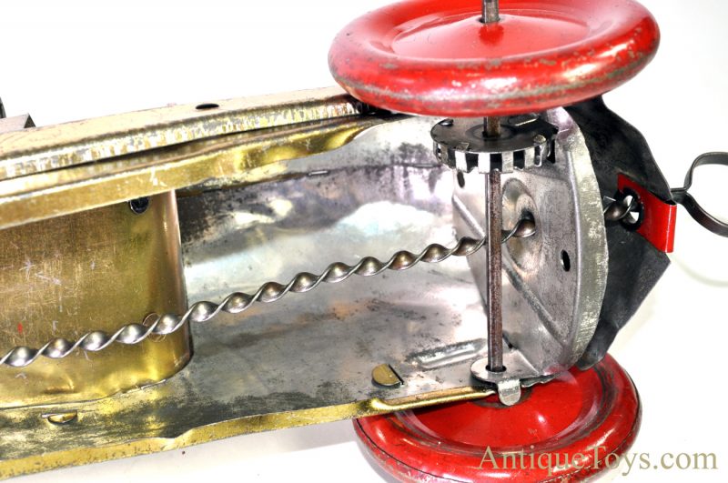 Antique American ca. 1930’s Buffalo Toy Co. “Silver Dash” Pull Wind Up Tin Litho Race Car *SOLD* - Image 13