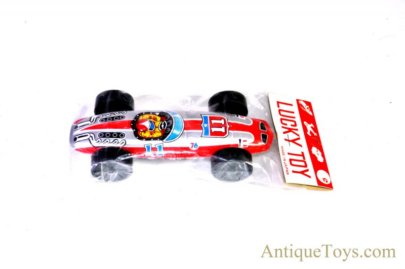 Rare Vintage Lucky Toy Tin Lithograhed Friction Racing Race Car #11 Japan <FONT COLOR="ff000 ">*SOLD*</font>