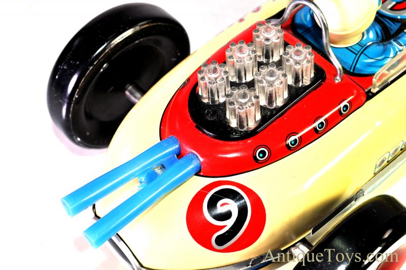Rare Vintage Masudaya Modern Toys MT Japan Battery Op. Tin Lithographed #9 Race Car with Box <FONT COLOR="ff000 ">*SOLD*</font> - Image 12