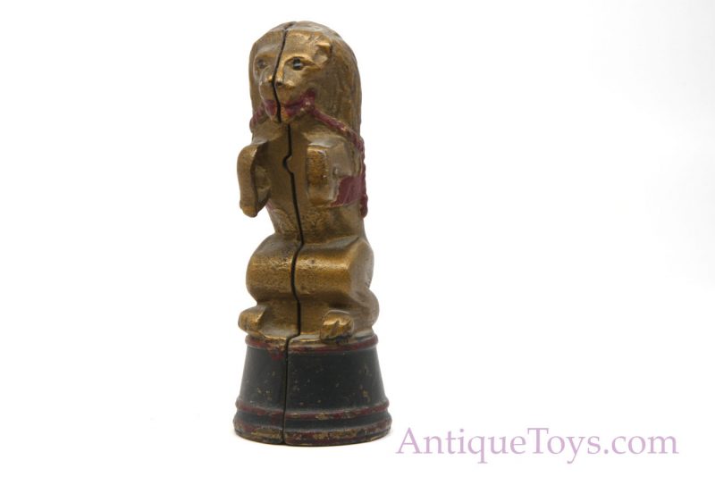 AC Williams Circus Lion Cast Iron Bank Painted Lion on Tub/Pedestal <FONT COLOR="ff000 ">*SOLD*</font> - Image 7