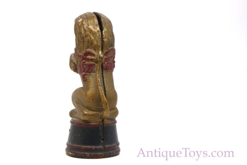 AC Williams Circus Lion Cast Iron Bank Painted Lion on Tub/Pedestal <FONT COLOR="ff000 ">*SOLD*</font> - Image 6