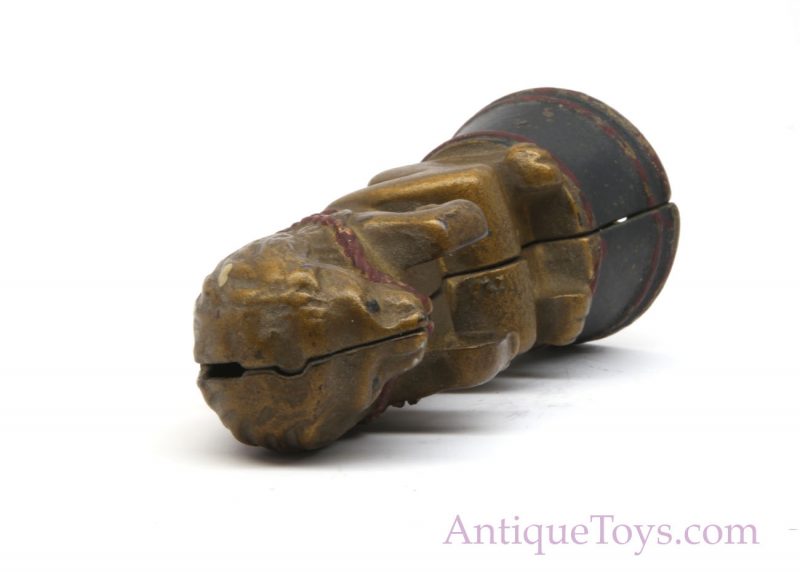 AC Williams Circus Lion Cast Iron Bank Painted Lion on Tub/Pedestal <FONT COLOR="ff000 ">*SOLD*</font> - Image 5