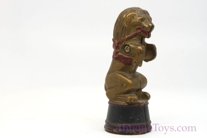AC Williams Circus Lion Cast Iron Bank Painted Lion on Tub/Pedestal <FONT COLOR="ff000 ">*SOLD*</font> - Image 2