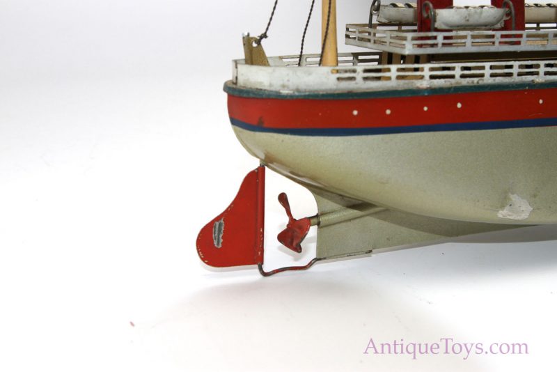 Antique ca. 1928-1931 Gebrüder Bing Tin German #10/341/3 Variation Clockwork Windup Ship Ocean Liner <FONT COLOR="ff000 ">*SOLD*</font> - Image 6