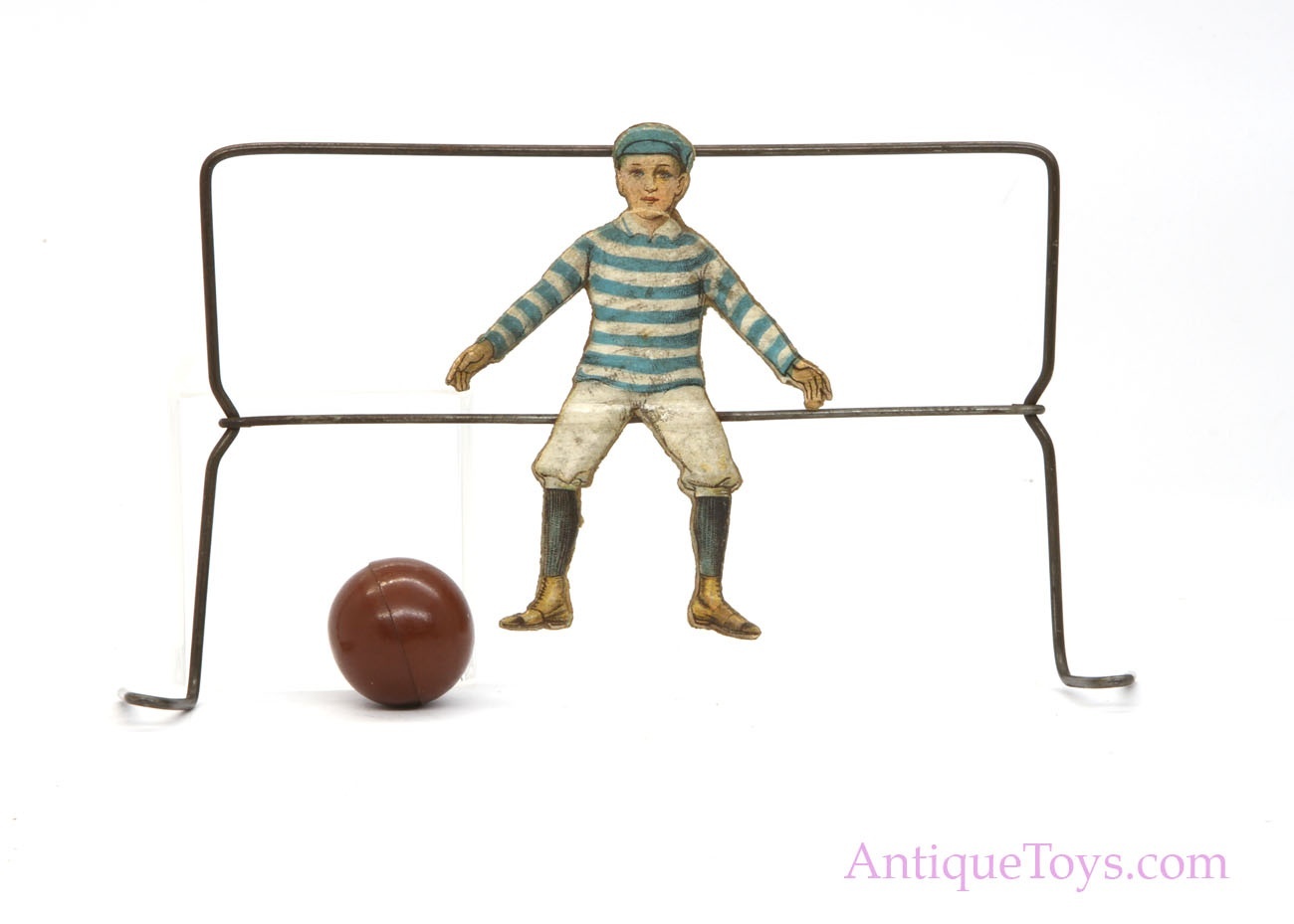 Vintage English Blow Football Game with Tin Litho Goalies England Glevum  Games