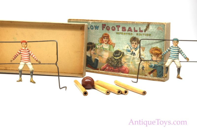 Vintage Blow Football (Soccer) Game “Improved Edition” German Pre-War Toy for Sale
