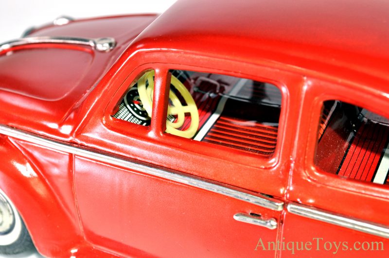 Vintage 1960’s Bandai Battery Op. Tin Lithograph Red Volkswagen Sedan VW Bug Japan #4071 <FONT COLOR="ff000 ">*SOLD*</font> - Image 8