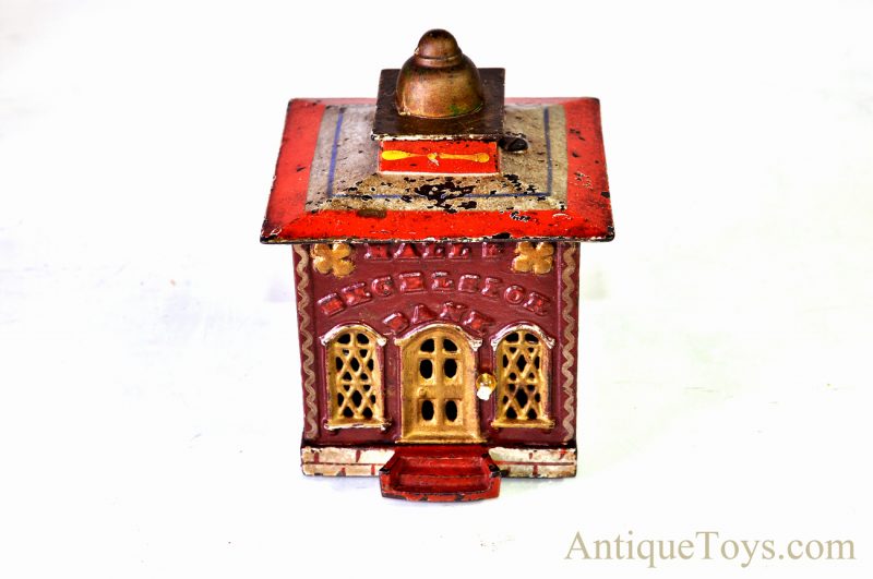 Antique J. & E. Stevens Co. ca. 1869 Cast Iron “Hall's Excelsior Bank” Mechanical Bank <FONT COLOR="ff000 ">*SOLD*</font>