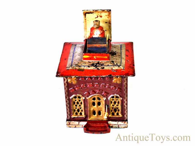 Antique J. & E. Stevens Co. ca. 1869 Cast Iron “Hall's Excelsior Bank” Mechanical Bank <FONT COLOR="ff000 ">*SOLD*</font> - Image 3