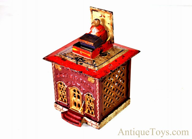 Antique J. & E. Stevens Co. ca. 1869 Cast Iron “Hall's Excelsior Bank” Mechanical Bank <FONT COLOR="ff000 ">*SOLD*</font> - Image 4
