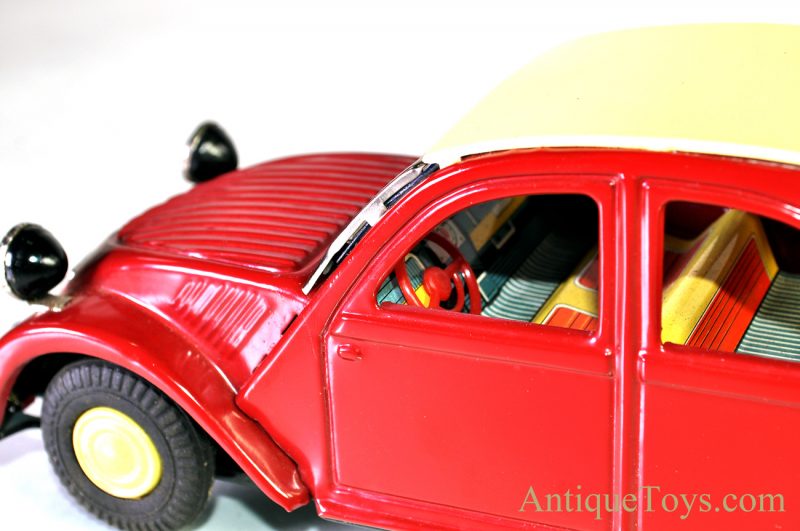 Vintage Daiya Citroen 2CV Tin Friction Two Tone Lithographed 4-Door Sedan Hoku Japan Car with Box <FONT COLOR="ff000 ">*SOLD*</font> - Image 2