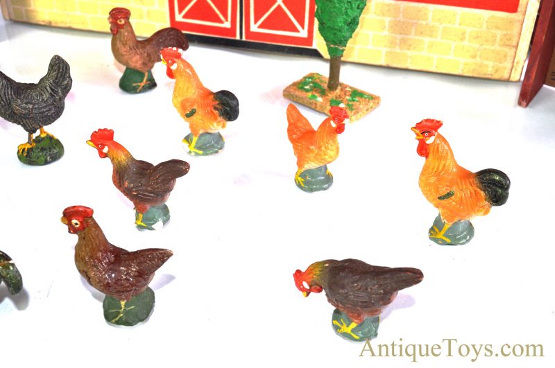 Gottschalk Wooden Farm House & Lineol Elastolin Composite Barnyard Figures Set German Composite Farm Toy Set <FONT COLOR="ff000 ">*SOLD*</font> - Image 5