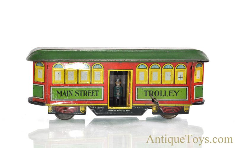 Fischer Nifty Toys Tin Lithographed Windup “Main Street Trolley” German Toy <FONT COLOR="ff000 ">*SOLD*</font>