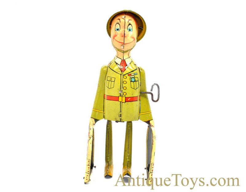 Vintage ca. 1940’s Unique Art “G.I. Joe & the K-9 Pups” Tin Lithographed Windup Toy <FONT COLOR="ff000 ">*SOLD*</font>