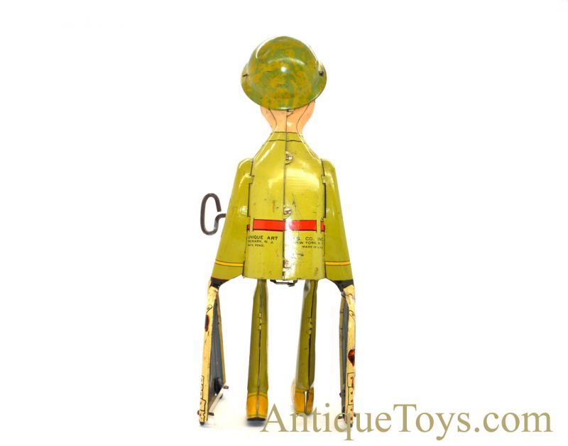 Vintage ca. 1940’s Unique Art “G.I. Joe & the K-9 Pups” Tin Lithographed Windup Toy <FONT COLOR="ff000 ">*SOLD*</font> - Image 2