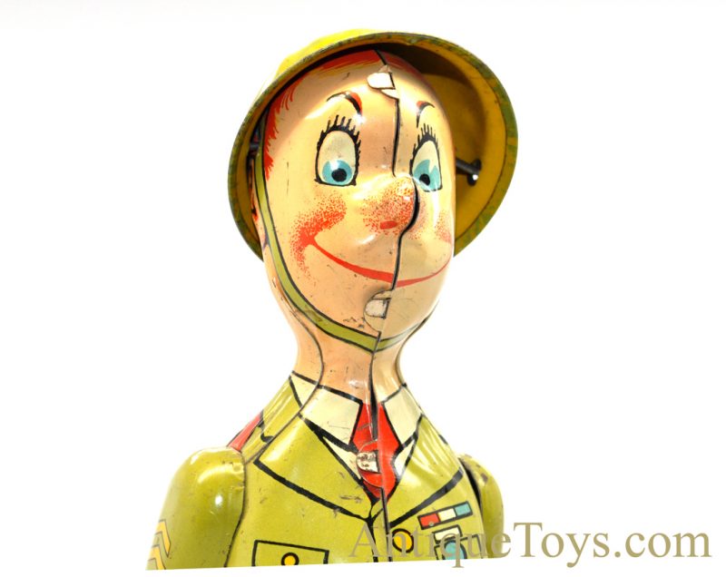 Vintage ca. 1940’s Unique Art “G.I. Joe & the K-9 Pups” Tin Lithographed Windup Toy <FONT COLOR="ff000 ">*SOLD*</font> - Image 7